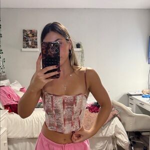 Chic Lace Camisole in Pink and White